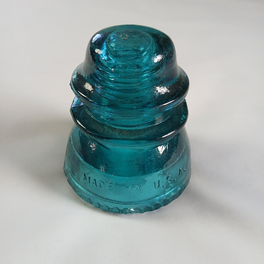 Vintage Glass Hemingray 42 Aqua Blue Insulator